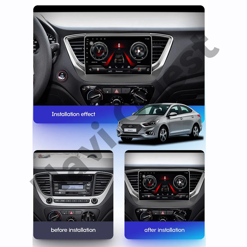 راديو السيارة لشركة هيونداي سولاريس 2 فيرنا أكسنت 2017 2018 2019 2020 مشغل ستيريو الوسائط المتعددة الملاحة نظام تحديد المواقع رئيس وحدة BT أندرويد 15