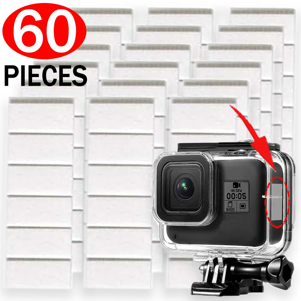1-60 pçs subaquático anti-nevoeiro inserção remendo reciclar anti nevoeiro secador dentro para gopro hero13 12 11 10 insta360 dji osmo câmera de ação