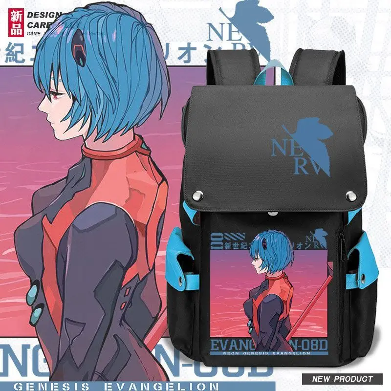 

Рюкзак EVA Аянами Рей: Аниме-мерч, милый студенческий рюкзак, кавайный 2D унисекс-рюкзак для ноутбука, дорожная сумка через плечо, подарок