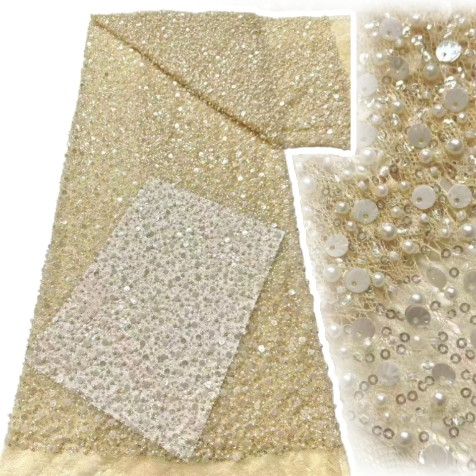 5Y الفاخرة الفرنسية الترتر أقمشة الدانتيل 2026 جودة عالية النيجيري الأفريقي مطرز أقمشة الدانتيل المرأة فساتين حفلات الزفاف CC1828 #3