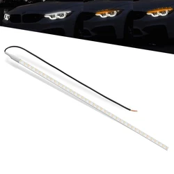 1pcs LED Strip 2Colors Dynamic DRL White&Amber Switchback Sequential follow Turn Signal Lights for Cars