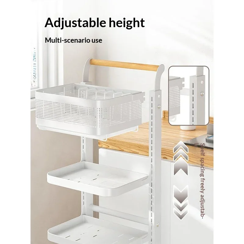 Kitchen Cart Rolling Kitchen Island Cart Adjustable Multi Tier Large Pot Rack Mobile Pan Storage Organizer Vegetable Basket