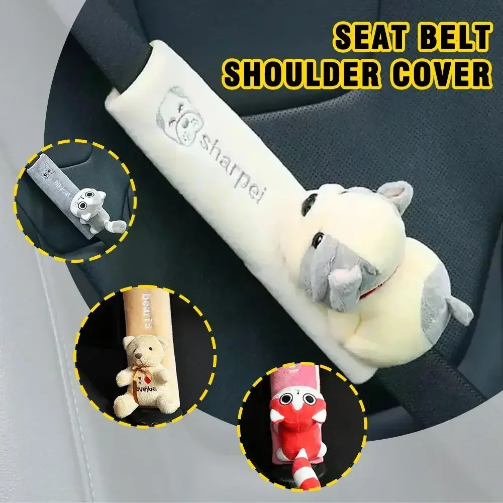 Universal Cartoon Car Seat Belt Cover Auto Seat Belt Safety Cushion Shoulder Pad Seat Protector Warm Protection Flannel Int