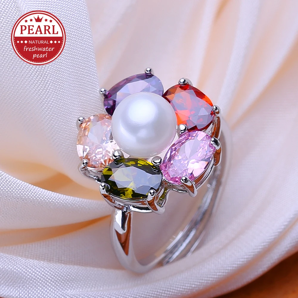 FENASY Natural Freshwater Pearl 18K Gold Plated Adjustable Rings for Women,Suitable for Daily Wear and Party,Gifts for Birthday