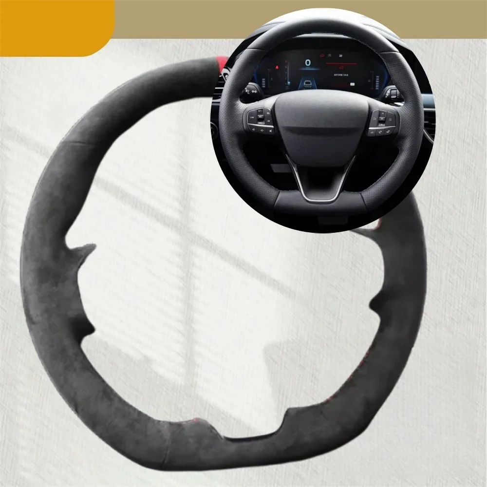 

Car Steering Wheel Cover For Ford Focus 4 Fiesta Tourneo 2017-2020 Non-Slip And Soft Suede Leather Car Accessories Steering Wrap