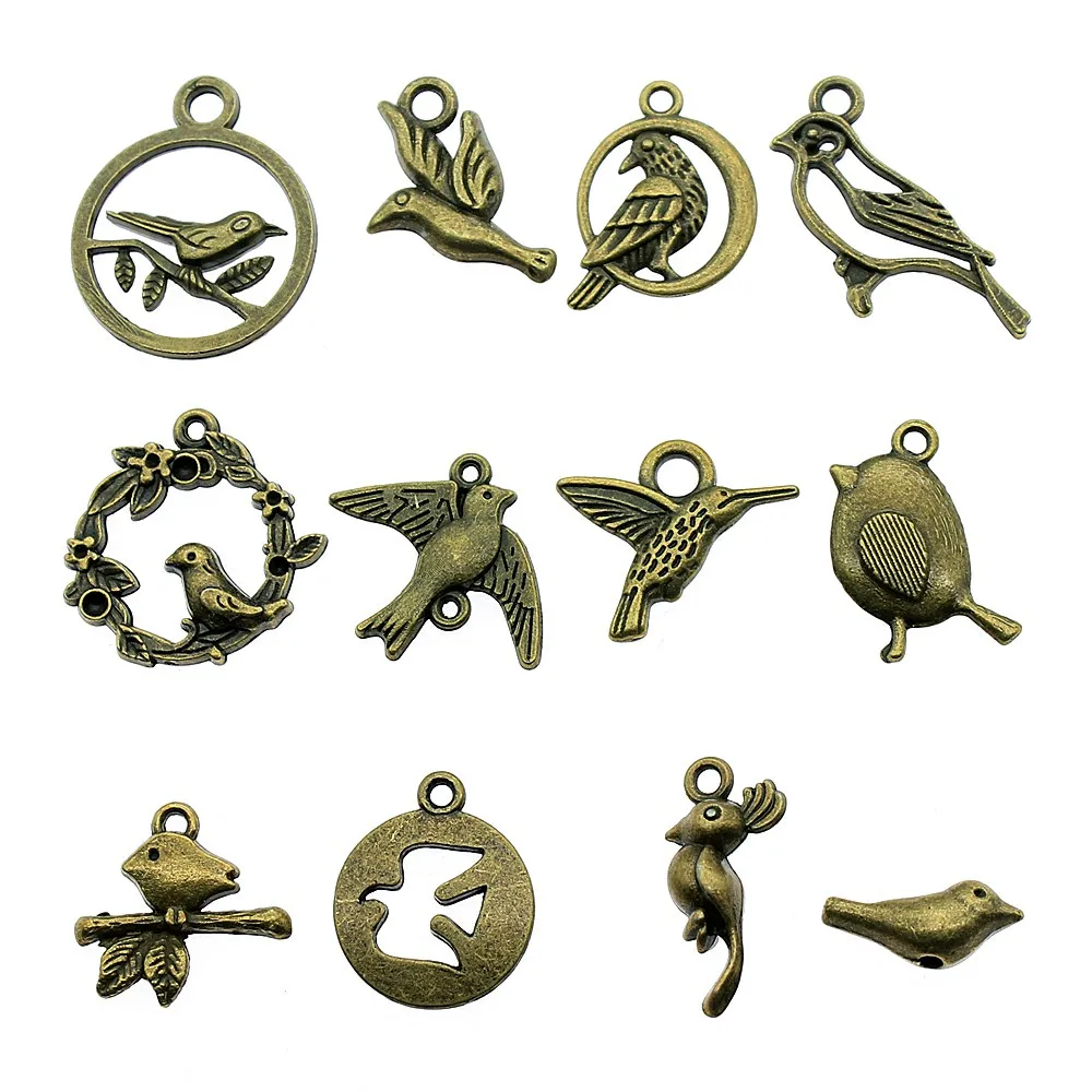 20pcs Antique Bronze Color Birds Charm Pendants Jewelry Accessories Flying Birds Charms For Jewelry Making