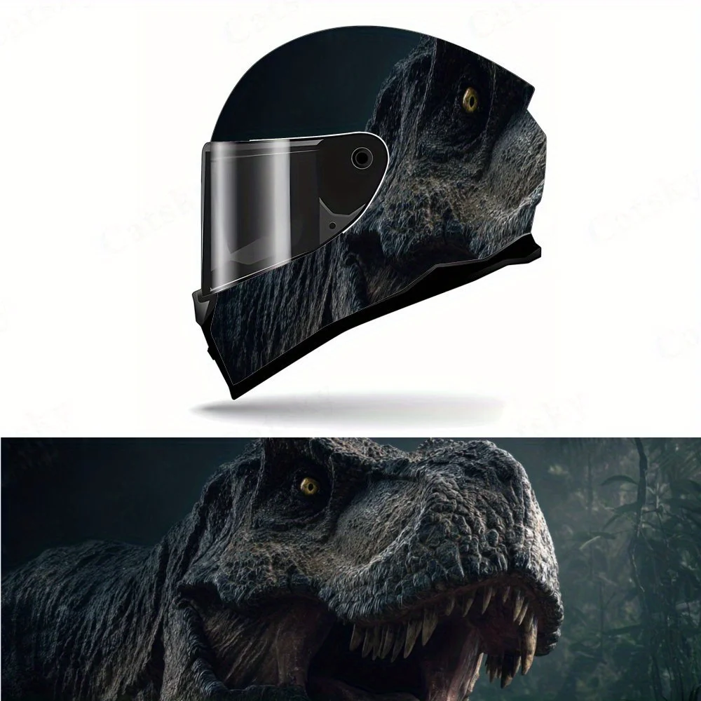 

Eerie jungle dinosaur motorcycle vinyl wraps helmet decal,self-adhesive waterproof helmet decoration,universal motorcycle helmet