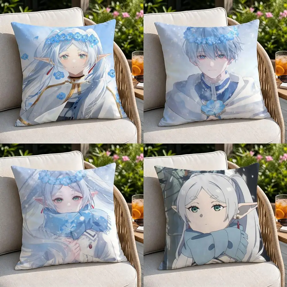 Anime-Frieren Beyond Journey's EndS Cushion Cover Soft Square Throw Pillow Covers Set for Sofa Bedroom Car Home Decoration