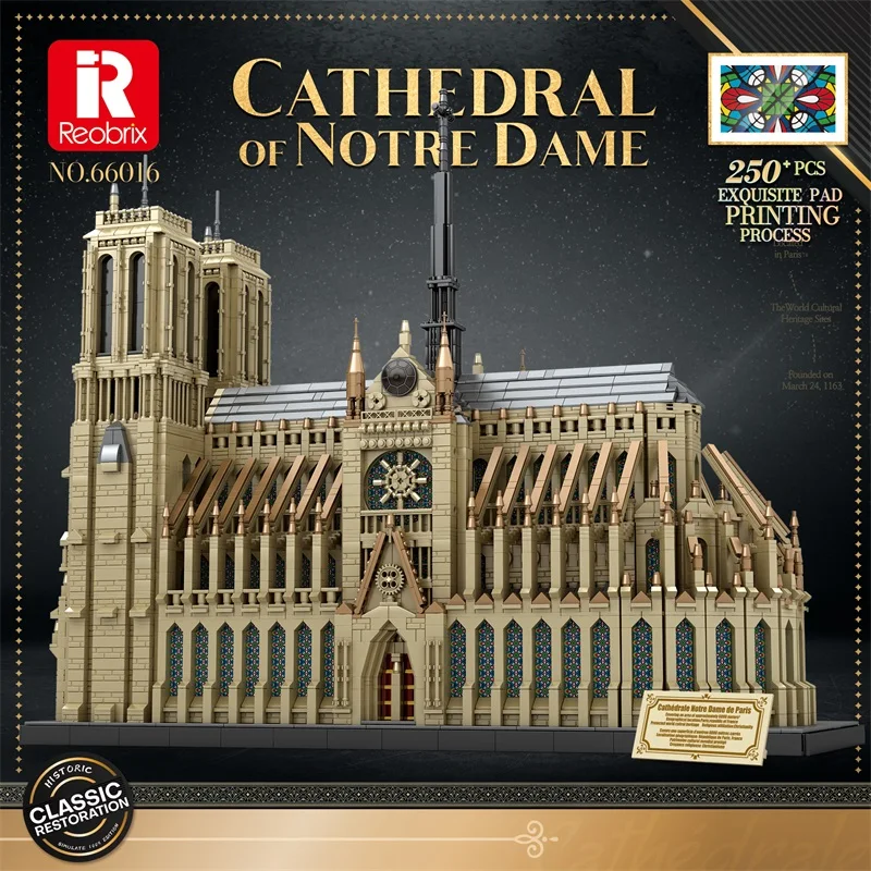 Klemmbausteine Notre-Dame de Paris, modulare Gebäude, Wahrzeichen Kathedrale, Stadtansicht, Apartment, Laden. Montage-Modellbausatz, Jungen Spielzeug, Erwachsene/Kinder Geschenk, 8868 Teile