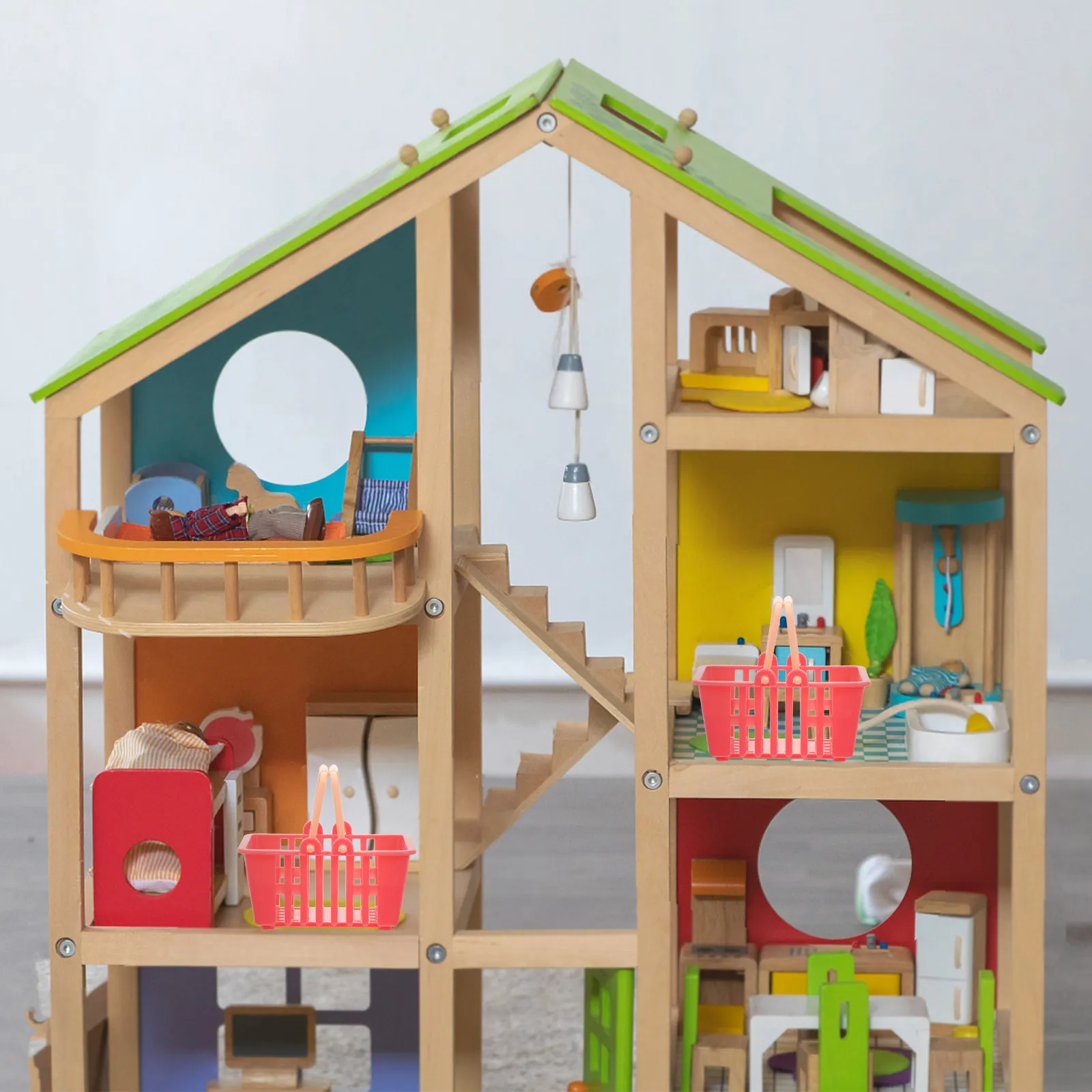 

10Pcs Mini Shopping Storage Basket Compact Elegant Design Miniature Basket with Handle for Mini House Decor Accessories