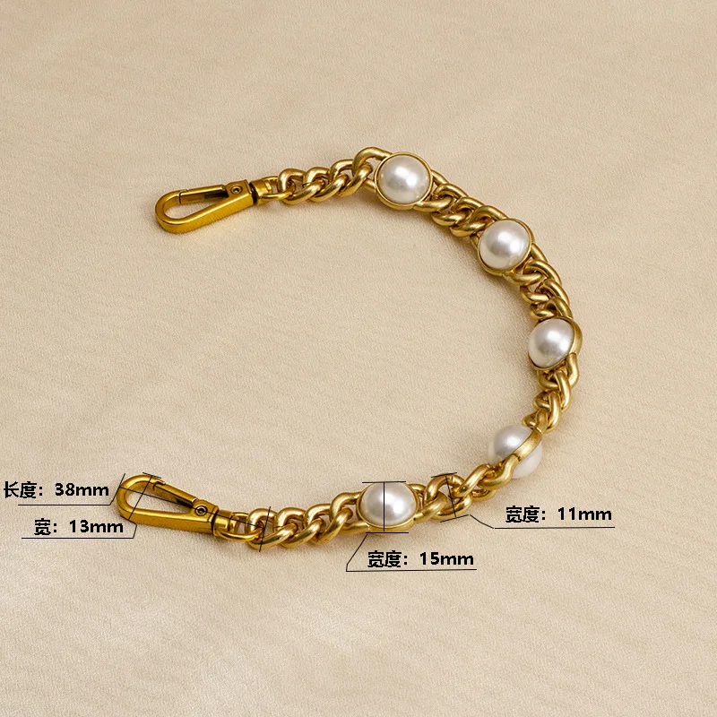 Bag Strap Pearl Chain Metal Gold Shoulder Chain DIY Bag Chain Fashion Replacement Strap For Bags Accessories 25 50 60 110 120CM