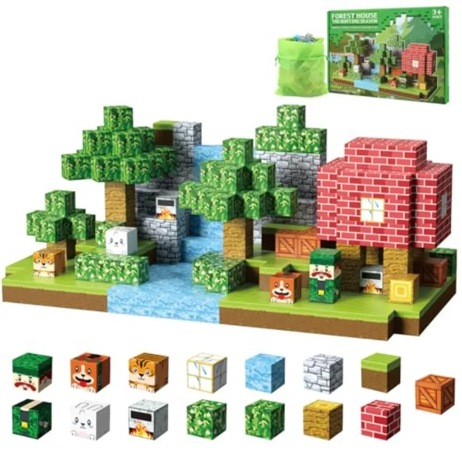 كتل مغناطيسية 150 قطعة مكعبات بناء مغناطيسية ألعاب بناء مفتوحة مع حقيبة تخزين للعب الإبداعي وتعلم الجذع