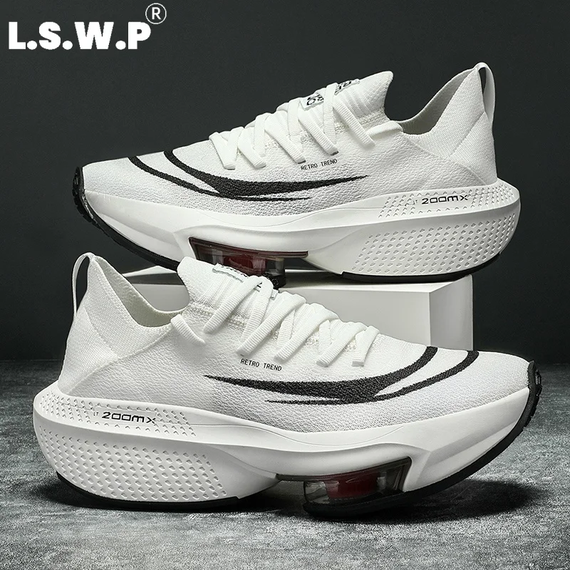 Men's Running Shoes, Racing Carbon Plate Air-Cushioned Running Shoes, Breathable Fly-Knit Upper, Shock Absorption, Anti-Fatigue, Strong Boost for Speed, Versatile Running Shoes for Men and Women for Road Running Training, Fitness, and Everyday Use