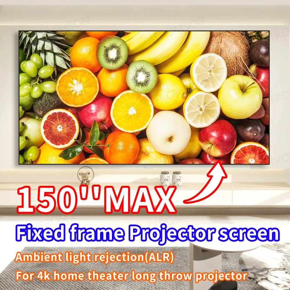 

ALR Black Diamond Fixed Frame Projector Screen 120 133 150 inch 16:9 8K 4K HD 3D for Indoor Movie Video Home Theater Cinema