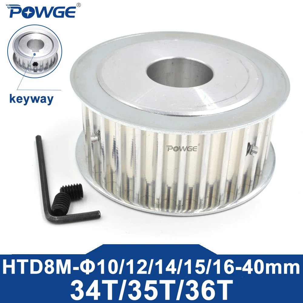 POWGE HTD 8M 34 35 36 teeth Timing Pulley Bore 10-40mm for HTD8M belt width 15/20/25/30/40mm 34T 35T 36T 34Teeth 35Teeth 36Teeth