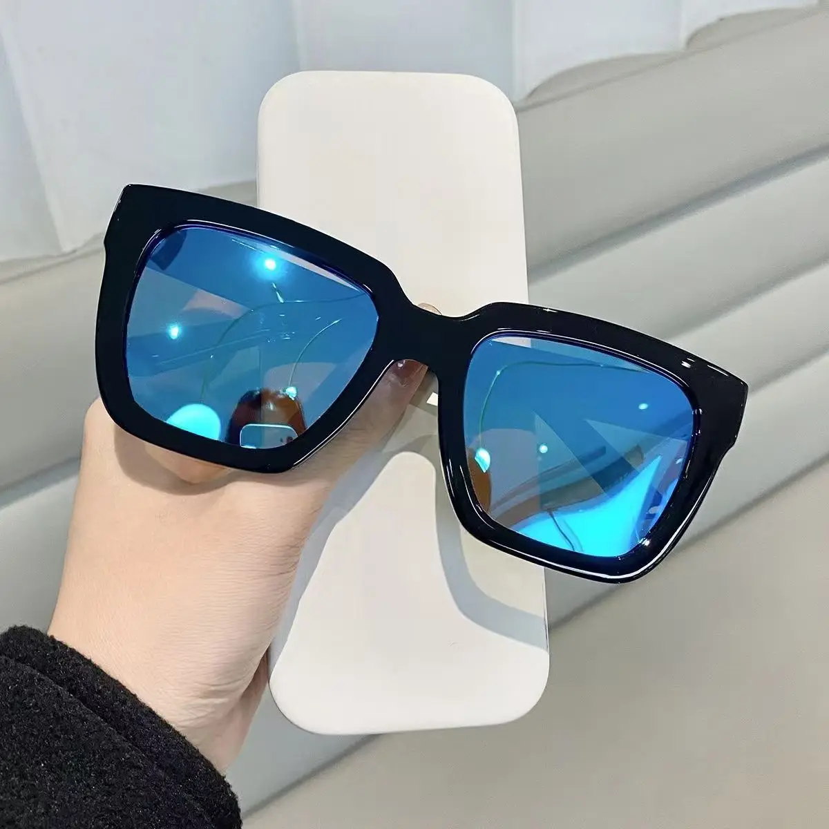 جديد إطار كبير خمر النظارات الشمسية النساء الرجال العلامة التجارية مربع نظارات شمسية ريترو العين نظارات حملق للذكور الإناث في الهواء الطلق النظارات