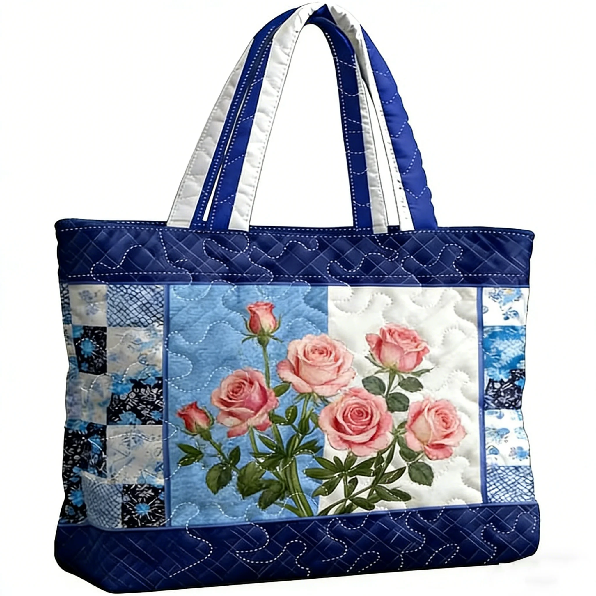 BRose Handbag Patchwork Valley Quilted Tote Women's Casual Shoulder Bag Daily Splice Elegant For Trend Shopping