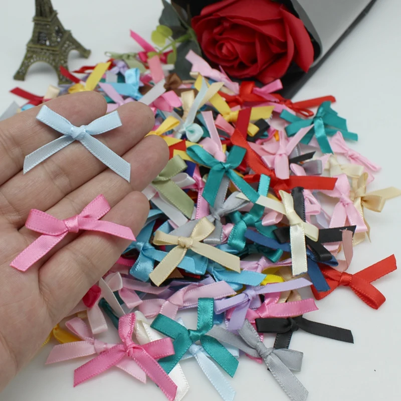 100 Stück oder 200 Stück 20–30 mm Bandschleifen, kleine Größe, Satinband, Schleife, Blume, DIY, Basteln, Blumen, Schleifen, Geschenk, Basteln, Dekoration, Upick – Detail 2