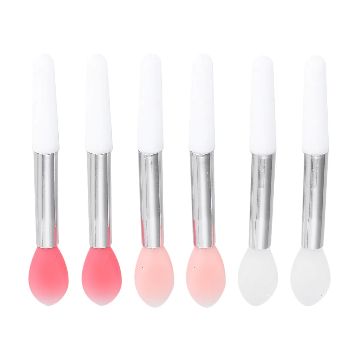 6Pcs Flesh Pink Watermelon Red Translucent Silicone Lip Brush Applicator Professional Lip Makeup Tool for Even Color Blending view 5