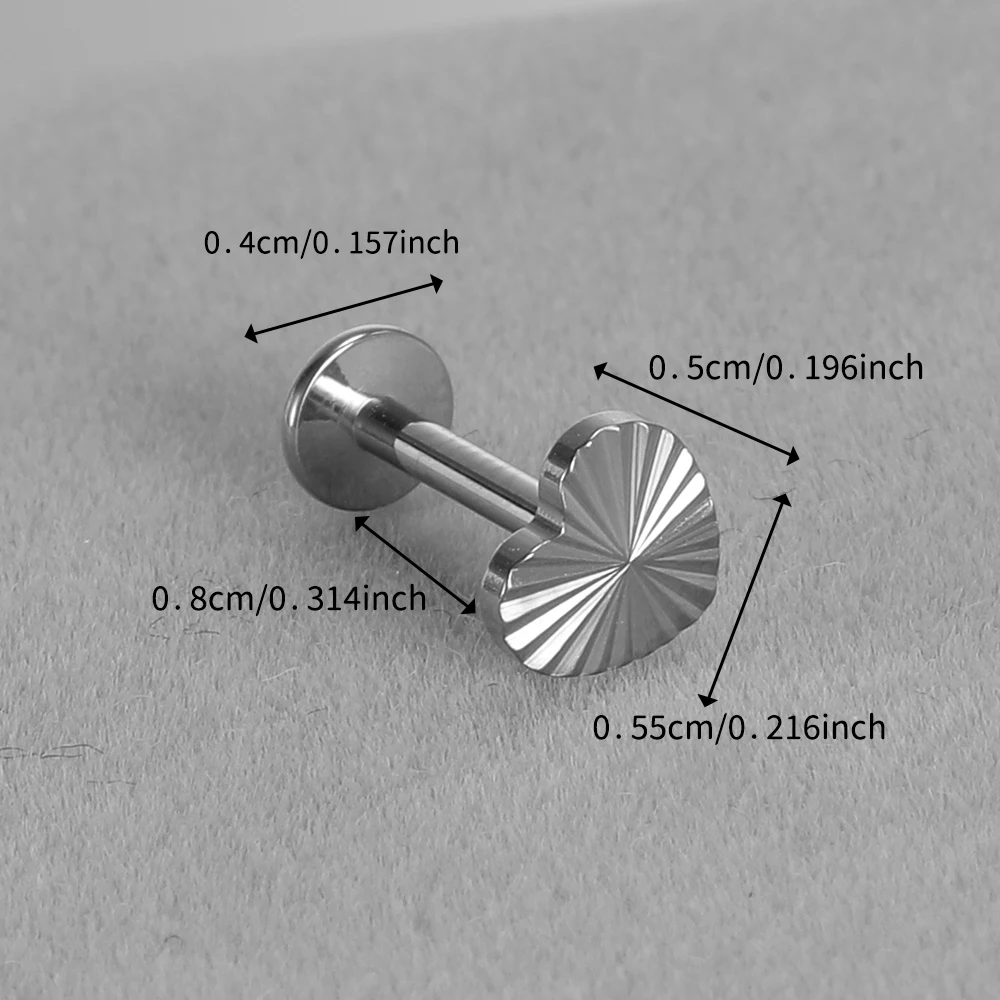 16 جرام زرع الصف التيتانيوم الصلبة ASTM F136 لولبة داخلية اللولب اللسان الزنمة ثقب القلب Labret أقراط القوطي مسمار مجوهرات