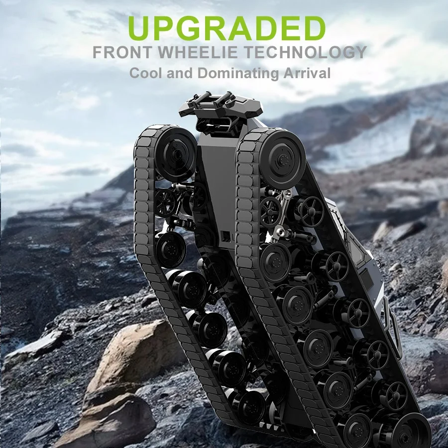 High Speed Electric Tracked Tank Toy 2.4G Remote Control RC Car for Kids All Terrain Off-Road Armored Vehicle