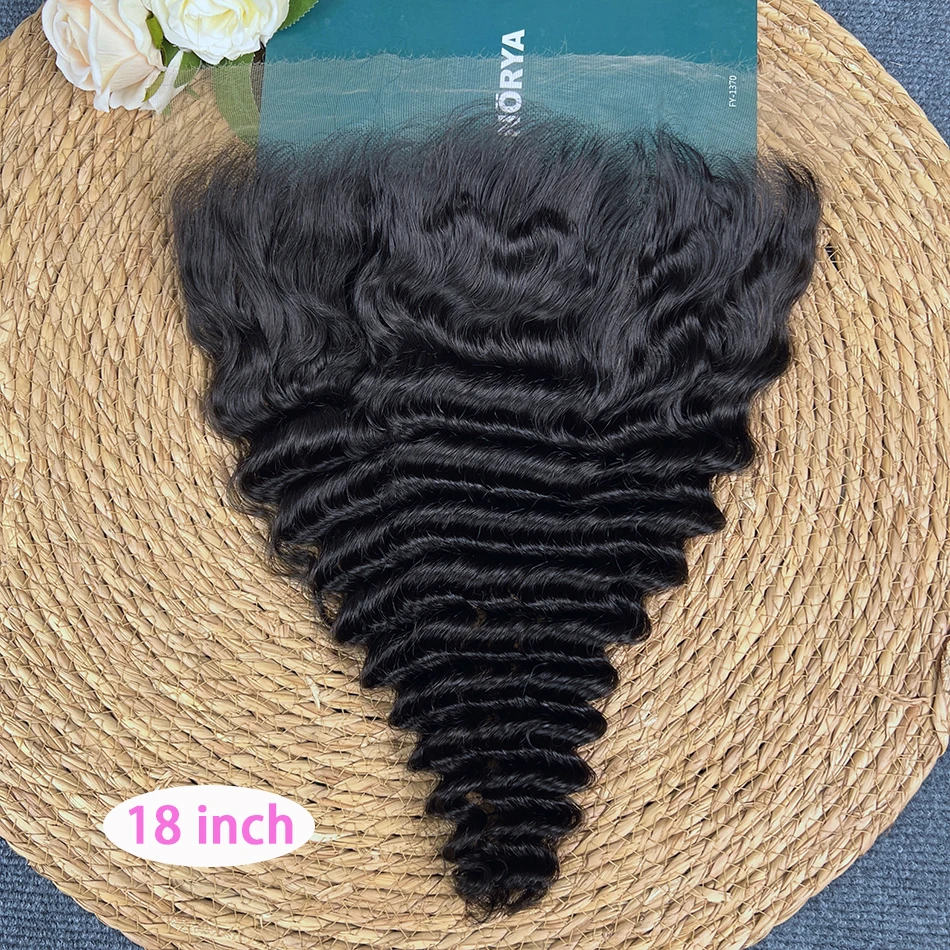 

13x6 Hd Кружевные фронтальные человеческие волосы с глубокими волнами # 1B натуральный цвет, вьющиеся, предварительно сорванные отбеленные узлы, невидимое кружево из расплавленной кожи для женщин