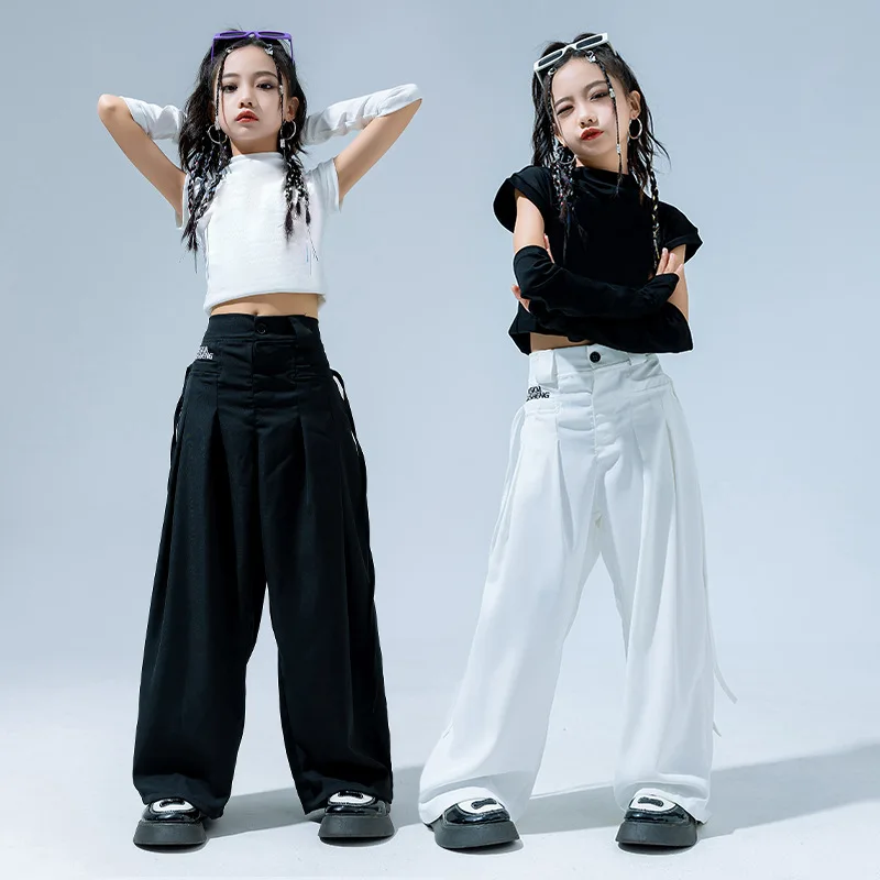 Fashion T Shirt Pants Children Ballroom Street Dance Wear for Girls Dancewear Outfits Dancing Clothes Jazz Hip Hop Costumes Suit