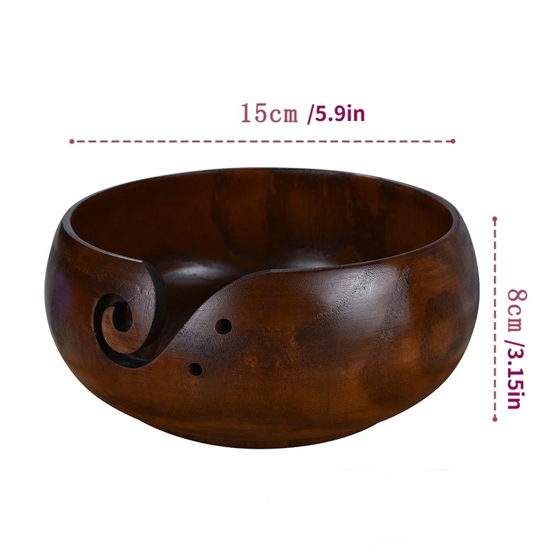 Portable Woolen Yarn Ball Wooden Storage Bowl Dustproof Crochet Bowl Yarn Storage Bowl Knitting Needlework Organizer Case