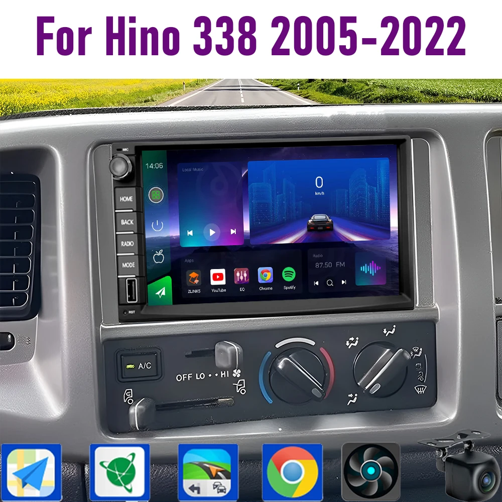 

7" For Hino 338 2005-2022 4+64GB Car Radio Steering wheel control Google Map Stereo Wifi Reversing Image 2DIN Head Unit GPS