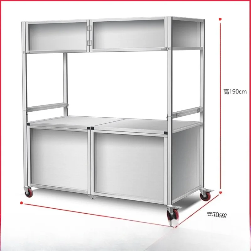 Stainless steel multi-functional folding night market stall snack mobile cart foldable