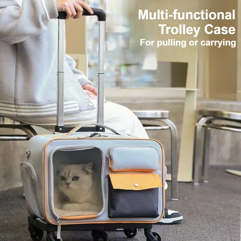 

Portable Cat Carrier Backpack with Wheels for Small Pets Stress Free Travel Cute Design