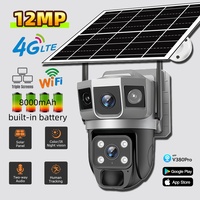 Wifi/4G IP Solar Camera Outdoor 12MP Triplex Camera PIR Detection Night Vision CCTV Home Security Surveillance V380Pro Camera