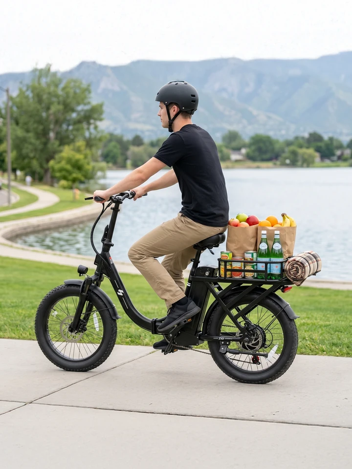 Hopepeak Z10 Folding Electric Bike for Adults, 1200W Peak Motor 48V 13.5Ah Battery, 20"×3" Fat Tire Commuter Ebike, 28MPH 80Mi,  7 Speed Foldable Electric Bicycle image 11