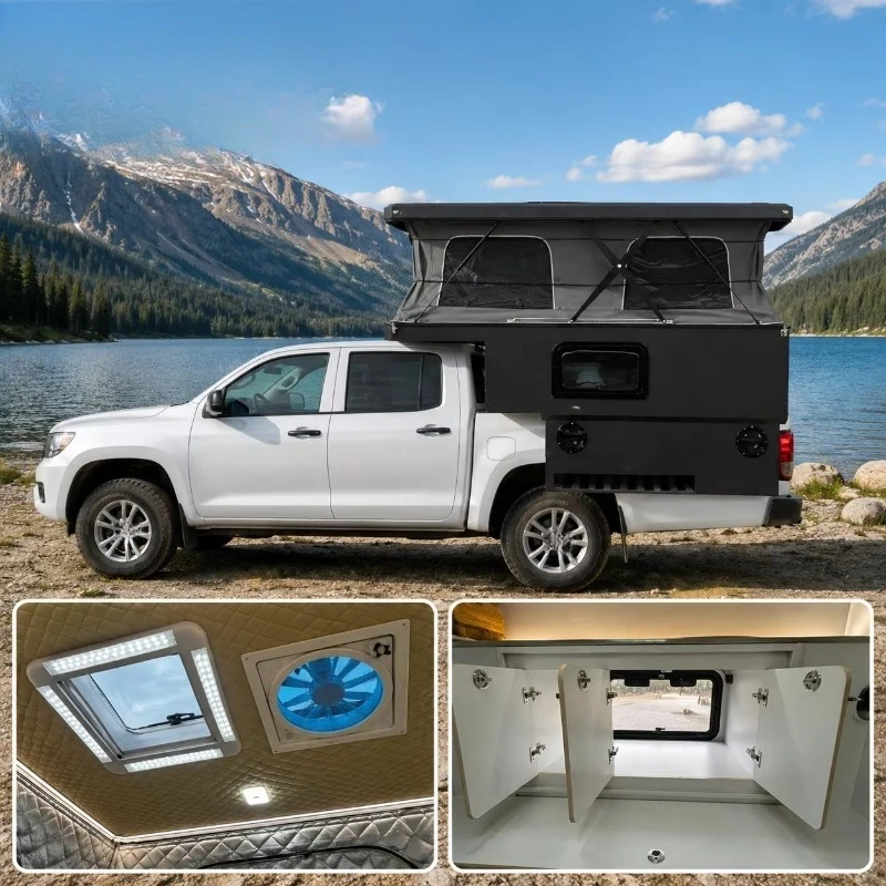 Roof Top Tent 2 Person Small Car Hard Shell Hard Shell Rooftop Tent Waterproof / Aluminum Car Roof Top Camper Tent