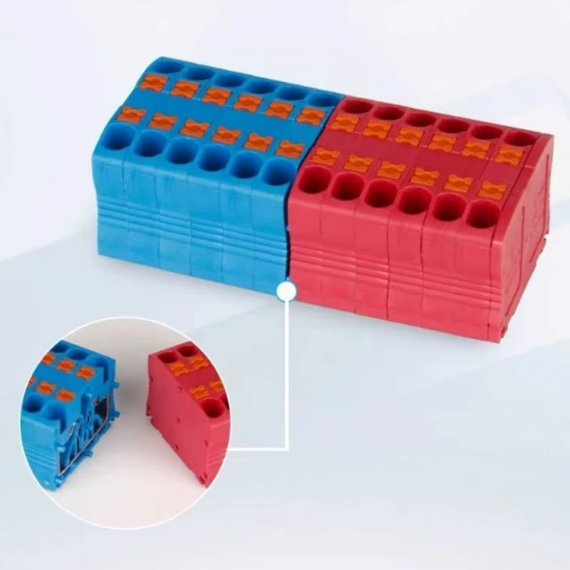 موصلات الأسلاك الكهربائية كتلة طرفية دفع سلكية متعددة في موصل متعدد للخارج على السكك الحديدية مع فتحة تثبيت #4