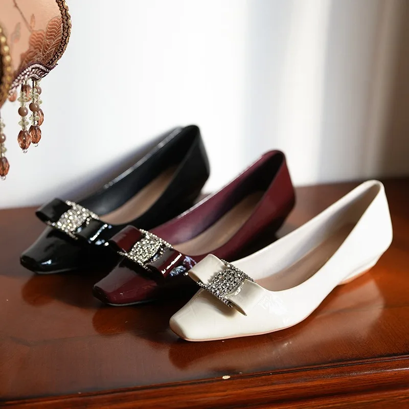 

New Women's Shoes Exquisite Rhinestone Bow Casual Shoes for Woman Elegant French Style Flat Shoe Designer Shoes Zapatos De Mujer