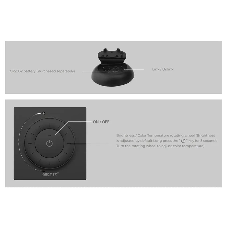 Miboxer K3S Panel Thumbwheel Remote 2.4G Brightness Color Temperature Adjustable Wireless Controller