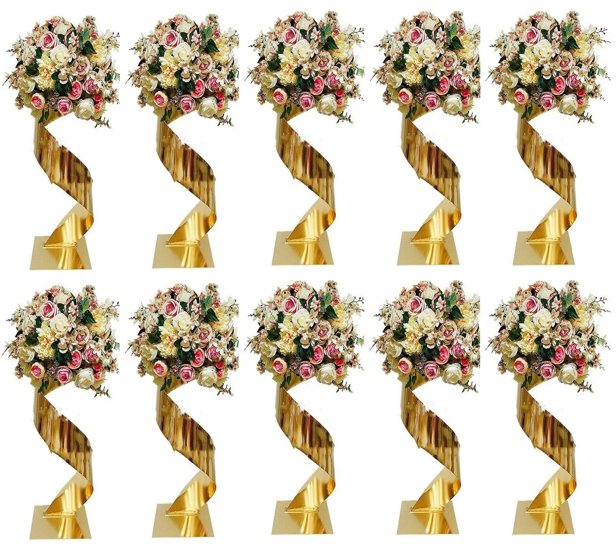 Wedding Decor Supply Store - 10개 골드 플라워 로드 리드 메탈