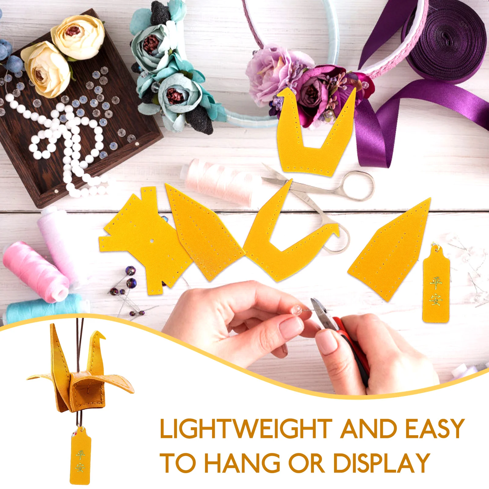 

Car Pendant Material Package Origami Making Kit Lightweight DIY Sewing Crafts Decor Paper Crane Materials Special Colors Car