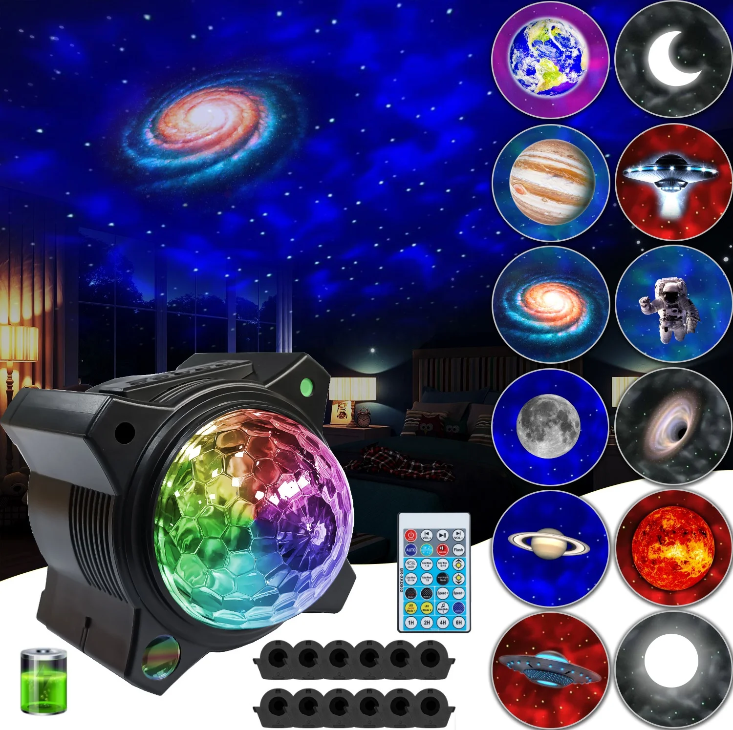 

Indoor Nebula Cloud Laser UFO 4 in 1 Projector with speaker watermark star universe projection lamp