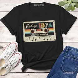 1974 Cassette Vintage Graphic T-Shirt Made in 1974 50th Birthday Years Old Gift for Mom Dad 50th Birthday Idea Fashion Shirt