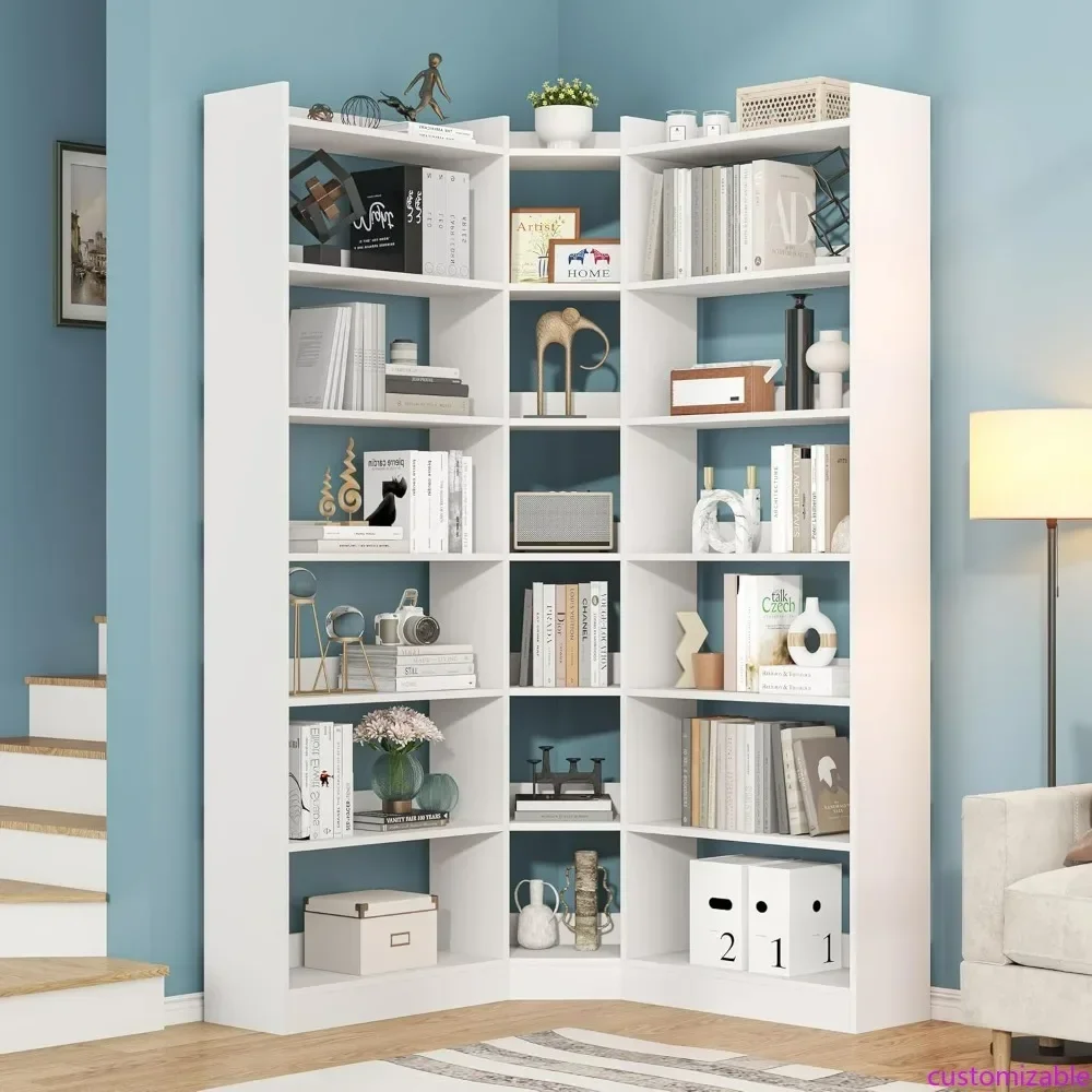 

Hot-sellingModern 7-Tier Tall Corner Bookshelf - Large Industrial Style Etagere Bookcases for Storage and Display