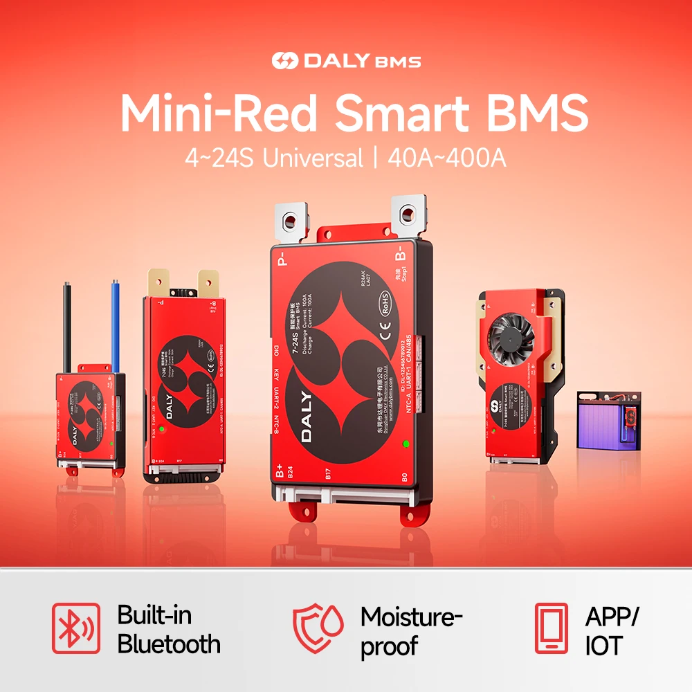 

DALYBMS Built in Bluetooth 100A 4S 12V 8S 24V 10S 36V 13S 16S 48V 24S 72V with RS485 CAN LI-ION LiFePo4 Battery 4-8S 7-17S 7-24S