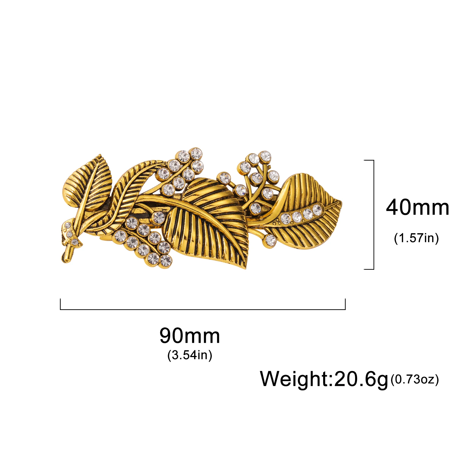 Skyrim Vintage Clear Zircon Leaves Hair Clip Bride Tiara Hairwear Women Retro Hairpin Barrette Accessories Wedding Gift New In