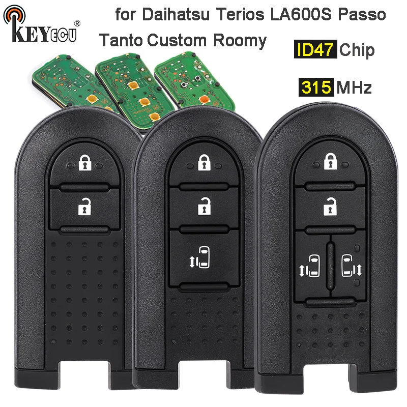 KEYECU 315MHz PCF7953 ID47 Chip OEM Parts Smart Auto Remote Key for Toyota Daihatsu Terios LA600S Passo Tanto Custom Roomy