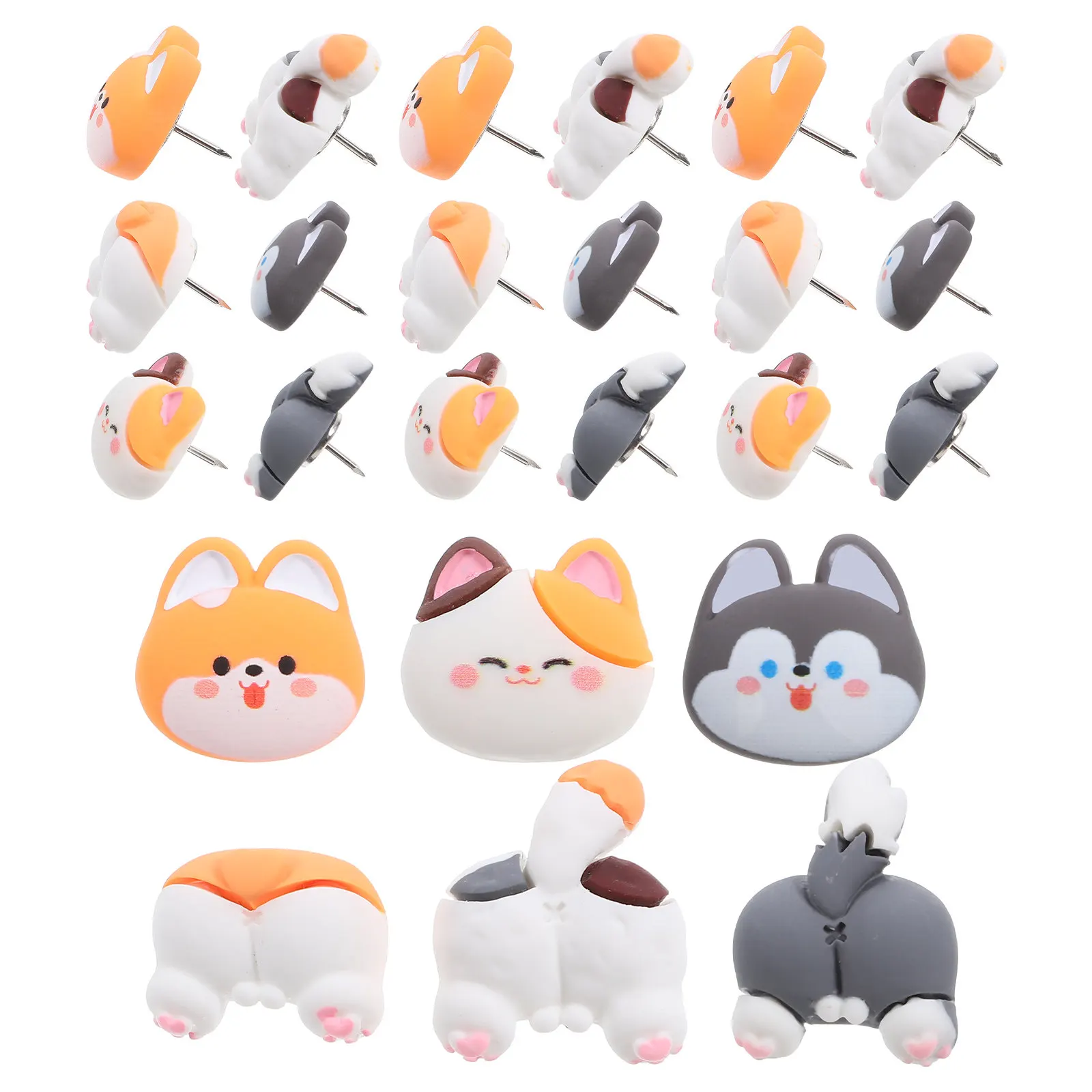 

30Pcs Fun Animal Push Pins Sturdy Resin Material Sharp Stainless Steel Tips for Cork Board Bulletin Board Home Office Decoration