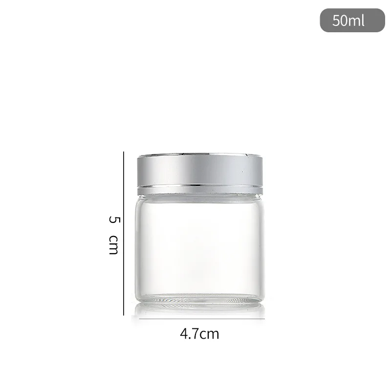 36 sztuk 47*50mm dekoracyjne szklane słoiki 50ml szklana butelka srebrna tajna pokrywka mała fiolka Mini dekoracja słoiki DIY