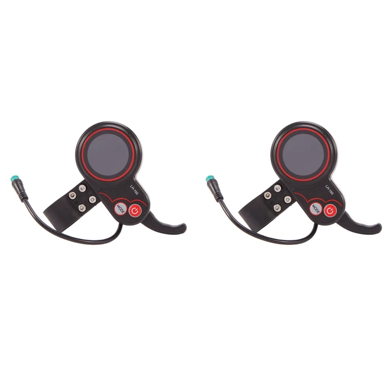 

2X LCD-LH100 24V/36V/48V/60V 5 Pins Electric Bike Display Thumb Throttle Speedometer Control Panel For Electric Scooter