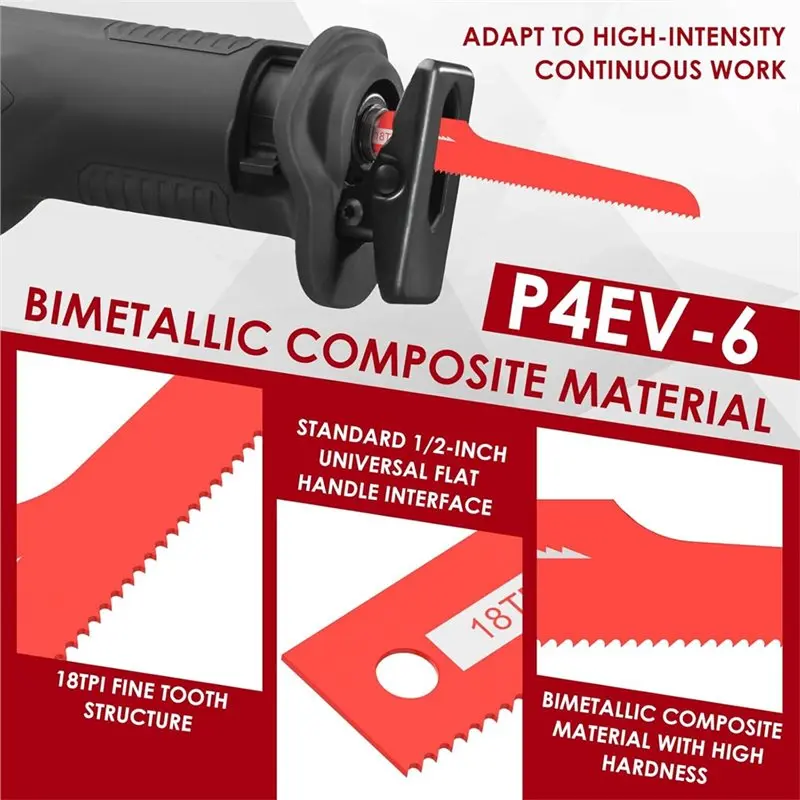 ABRB-エアレシプロソーブレード12個、18TPIエアバイメタルハックソー、標準1/2インチシャンク用