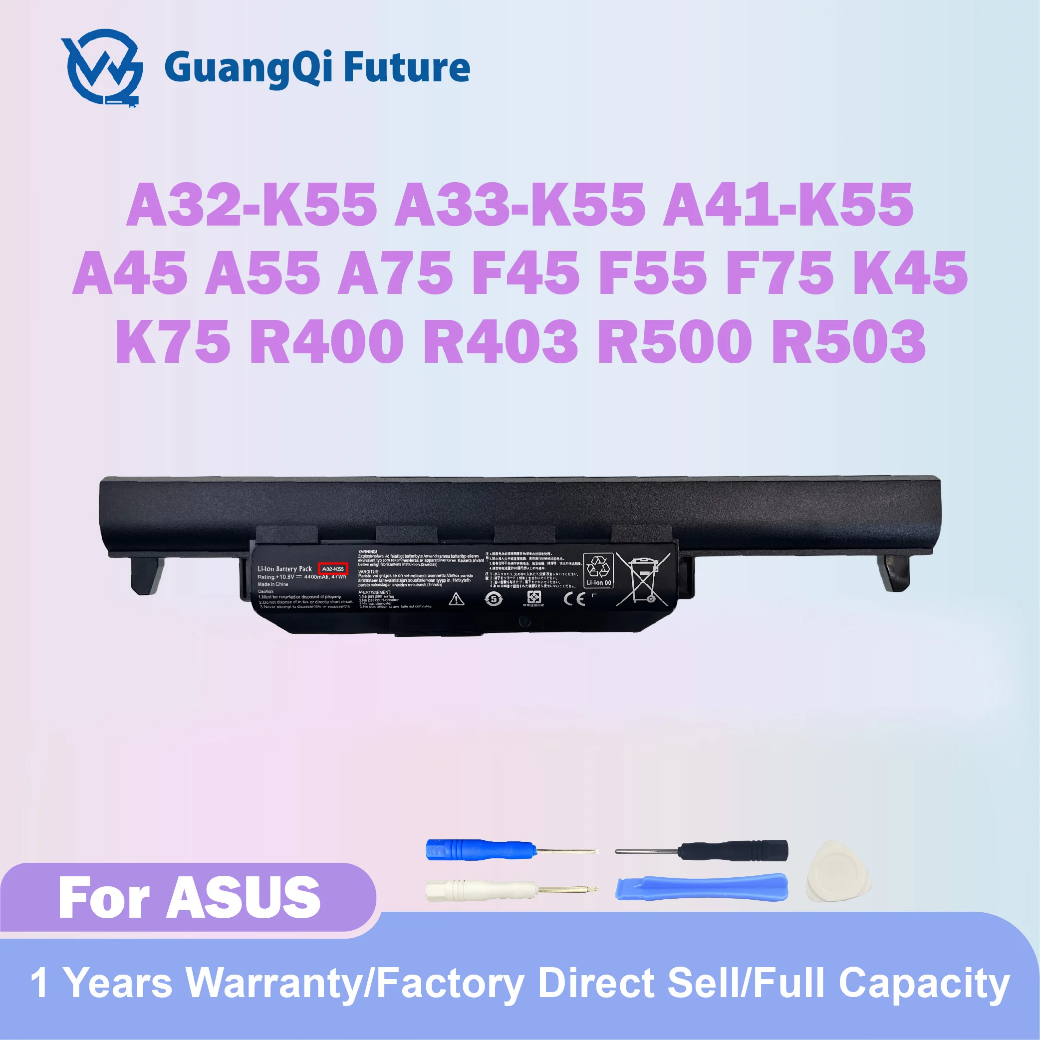 A32-K55 47Wh 4400mAh New Laptop Battery for ASUS A33-K55 A41-K55 A45 A55 A75 F45 F55 F75 K45 K55 K75 R400 R403 R500 R503 R700 R7